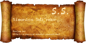 Simonics Sándor névjegykártya