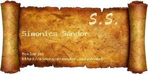 Simonics Sándor névjegykártya