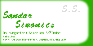 sandor simonics business card